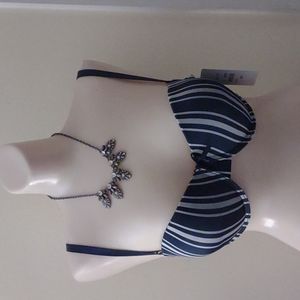 NWT Isaac Mizrahi Navy Blue & Gray Bra